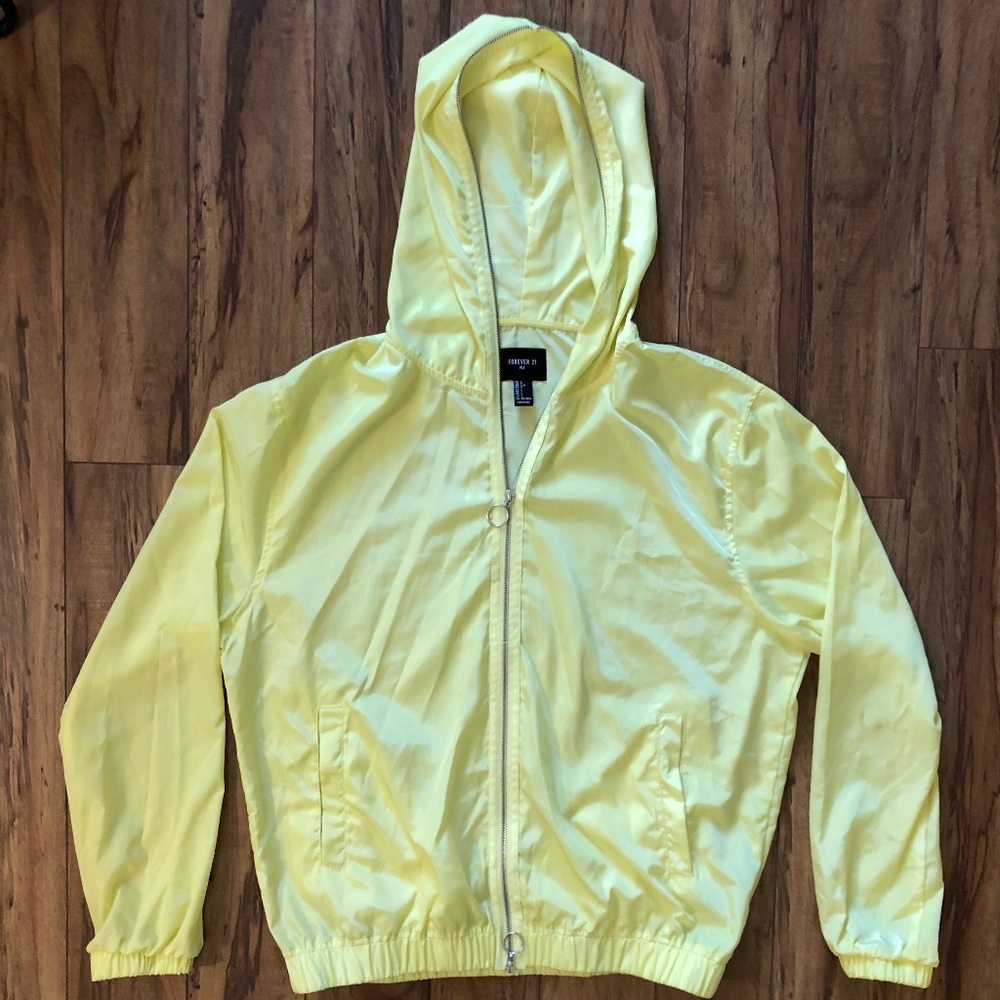 FOREVER 21 Hoodie Jacket Zip - Mens Large - Yellow